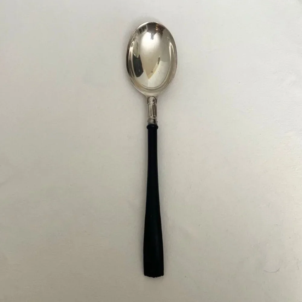 Vtg Gorham Electroplate‎ Salad Serving Spoon & Similar Style Fork Black Handle